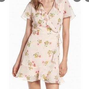 Lush floral wrap dress